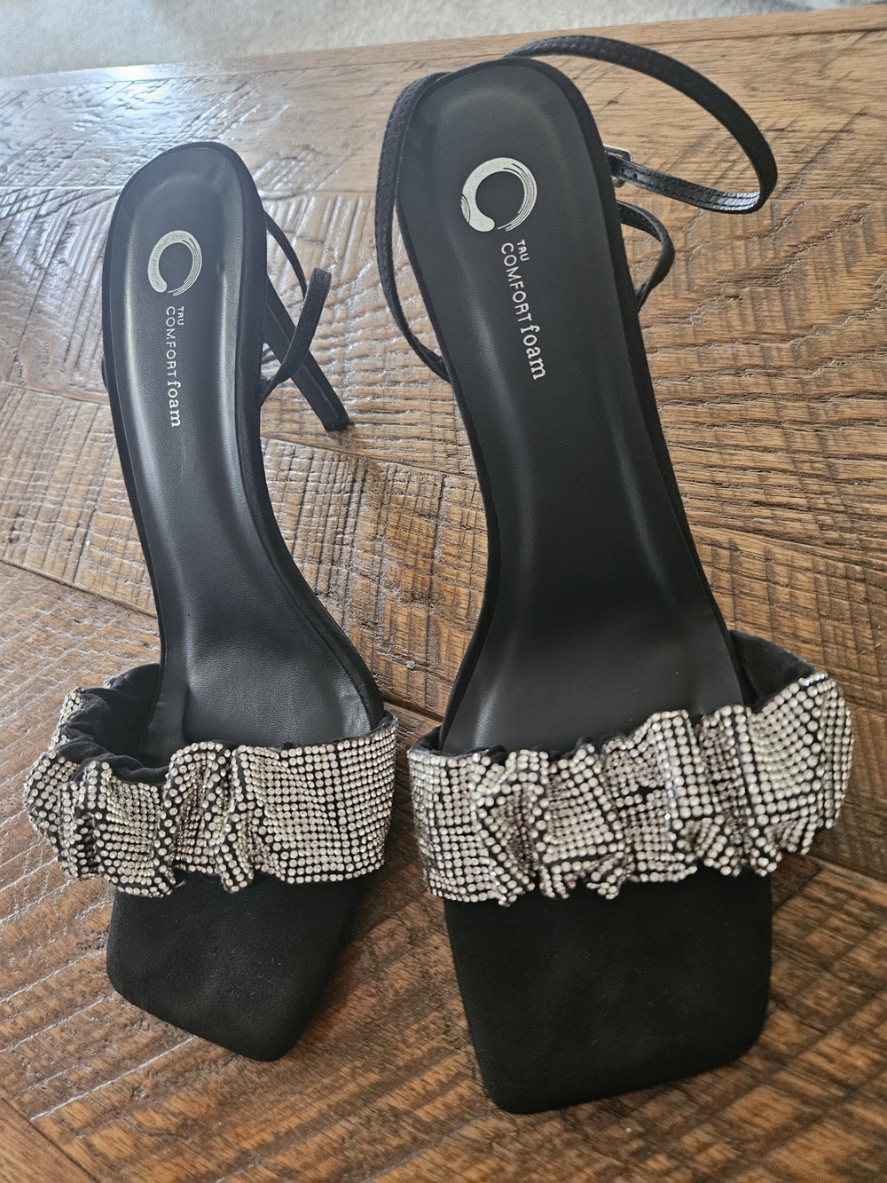 Women’s Black Beaded Strap Heels